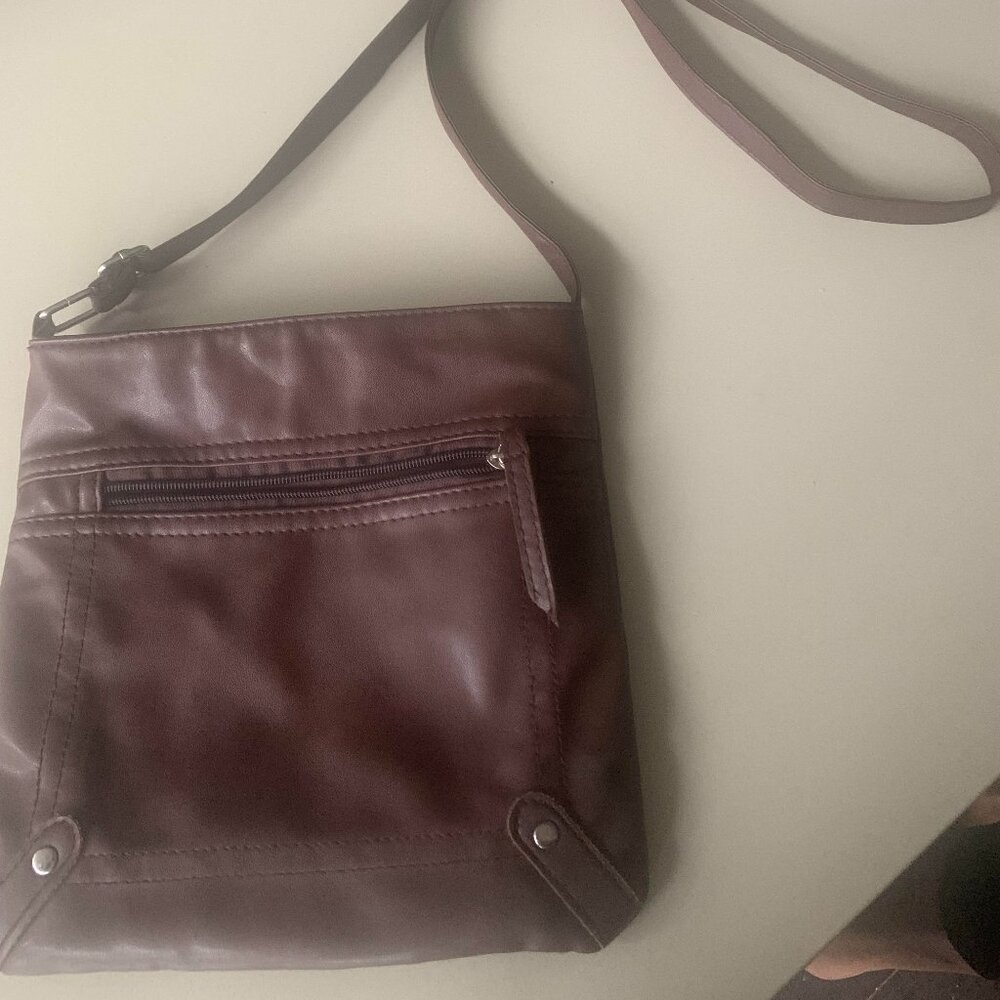 Chocolate brown cross body vegan leather purse